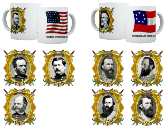 Civil War Generals Mugs