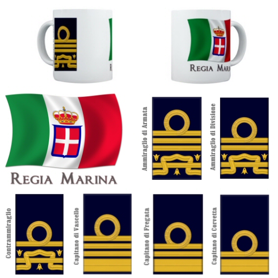 Italian Navy Regia Marina Rank Mugs