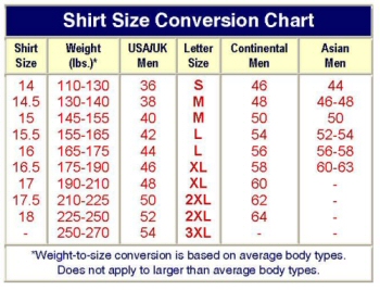 shirt sizes