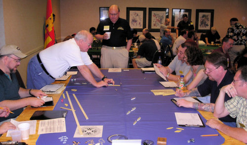 A naval wargame in progress at Historicon 2005
